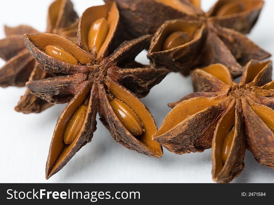 Bunch of anise, close-up on white background.