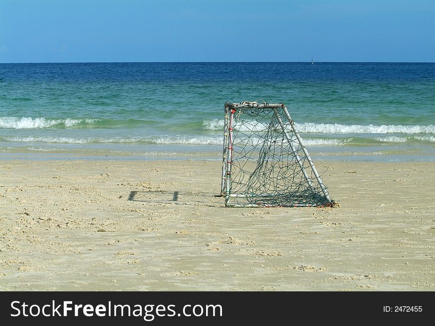 Empty goal on the beach