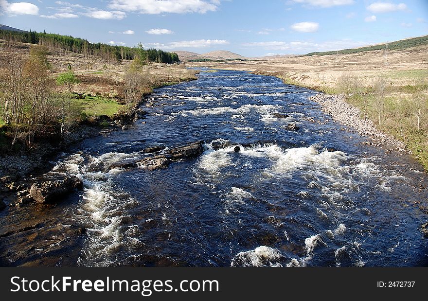 The river orchy making its way through glen orchy, highlands of scotland. The river orchy making its way through glen orchy, highlands of scotland