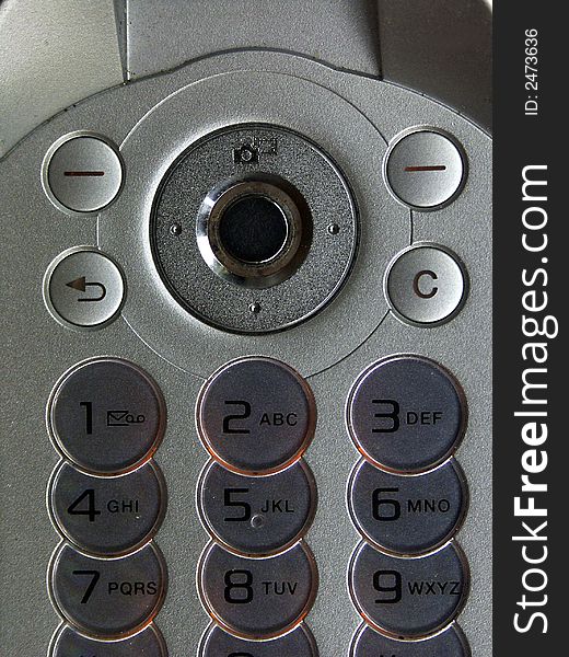 Closeup on a flat cell phone keypad. Closeup on a flat cell phone keypad