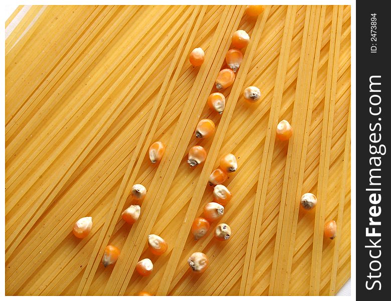 Camera canon 20d, studio. The purpose-show the  pattern of grains and a spaghetti. Camera canon 20d, studio. The purpose-show the  pattern of grains and a spaghetti