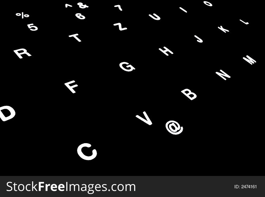 Keyboard Letters white on a black background