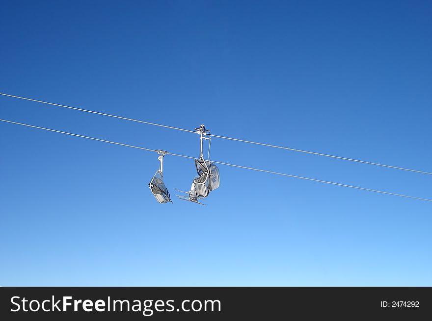 Ski Chairlift over a blue sky