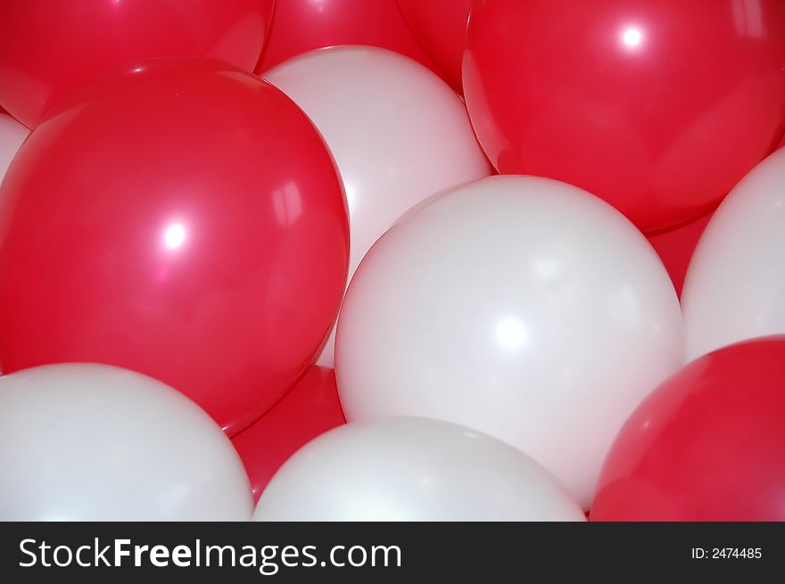 Red and white Baloons closeup
