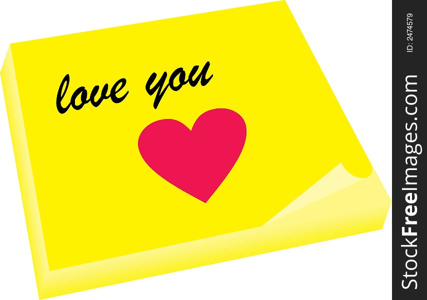 Love note you with heart