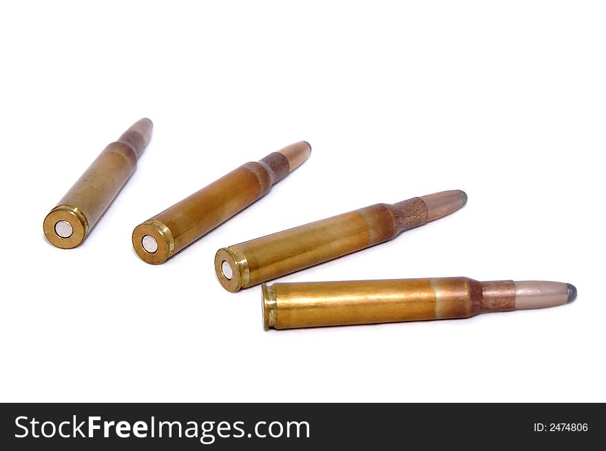 Old Bullets isolated o a white