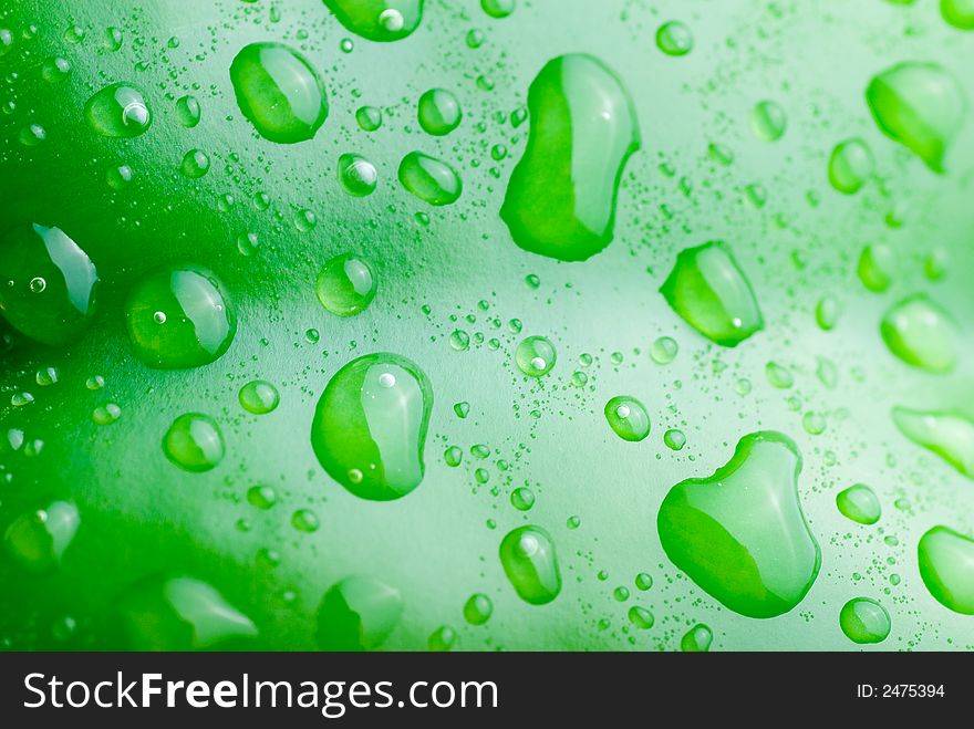 Green water drops background texture