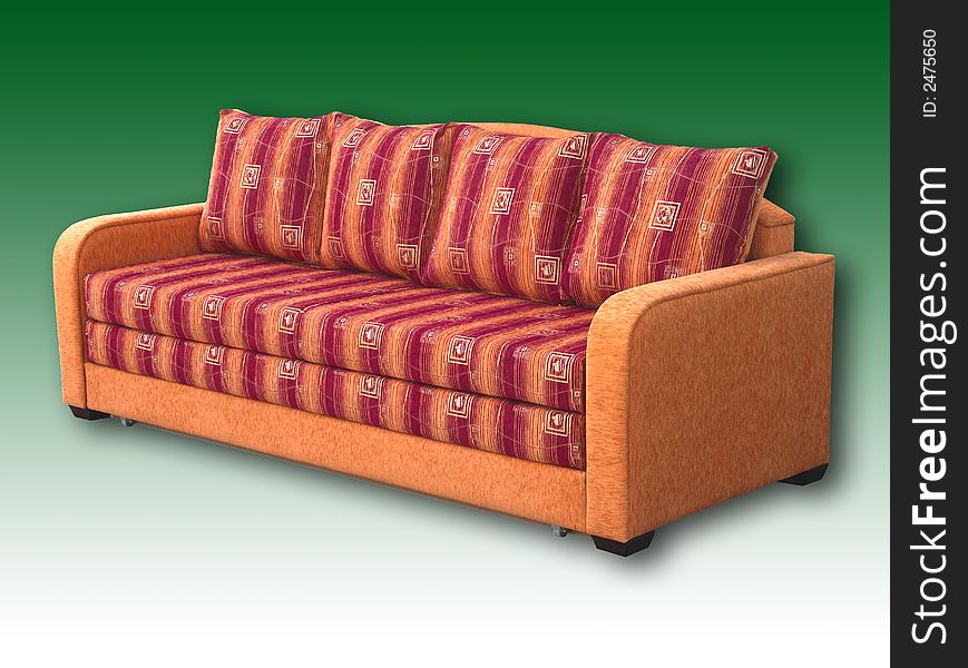 A sofa on a green background