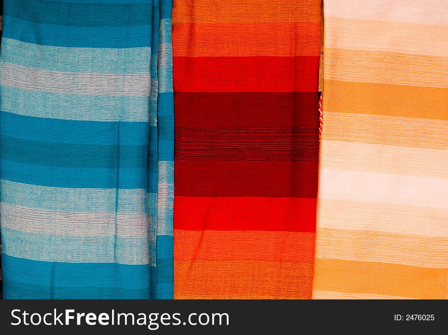 Blue, red , yellow Colored stripecd fabric