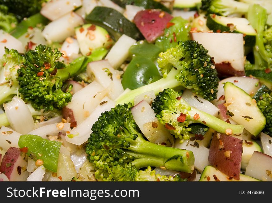 A pan-full of stir fried vegetables. A pan-full of stir fried vegetables.