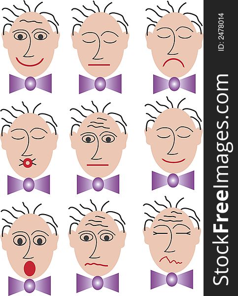 One face with 9 different mimics. This file is also available as Illustrator-6-EPS-File. One face with 9 different mimics. This file is also available as Illustrator-6-EPS-File