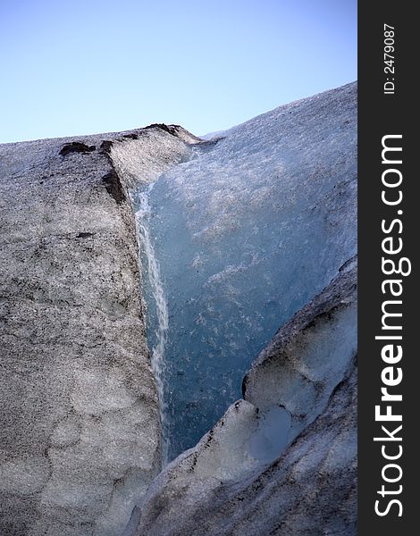 Layers of ice on the glacier in Iceland