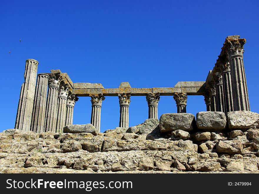 Ruins of Roman temple in  Evora, alentejo, Portugal. Ruins of Roman temple in  Evora, alentejo, Portugal