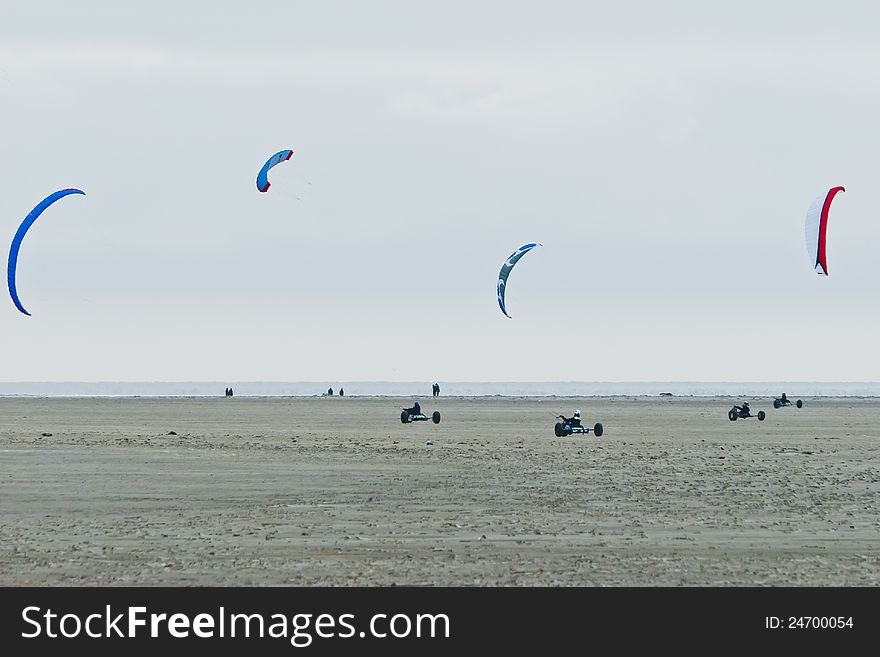 Kite surfing at St. Ording (Deutschland)