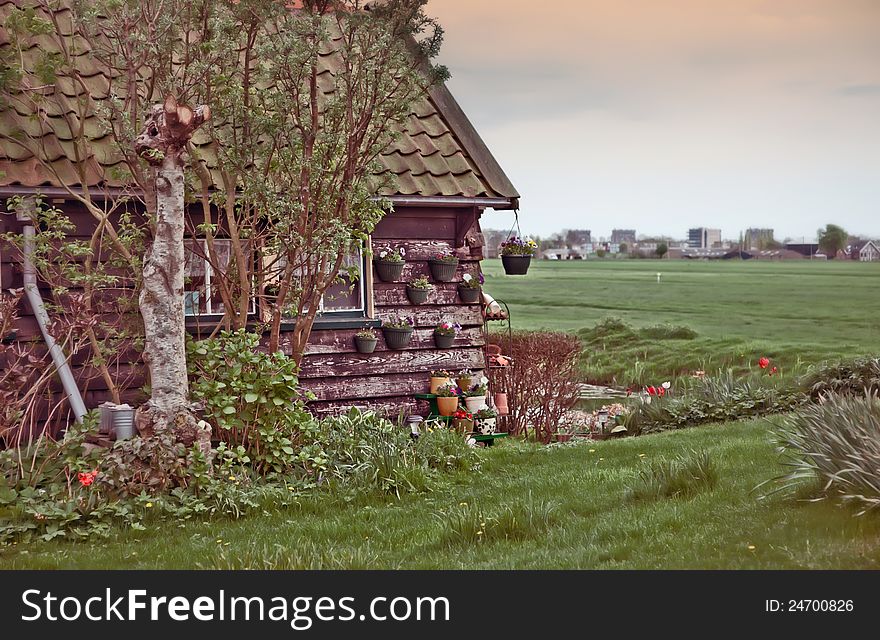 Retro stylish photo of old dutch country-side house. Retro stylish photo of old dutch country-side house