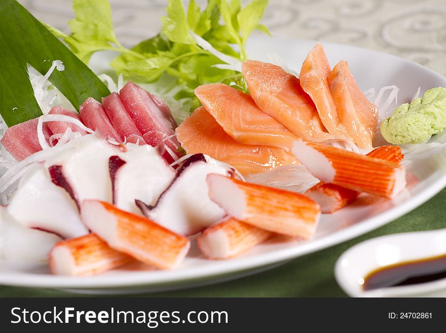 Mix raw fresh fish with soy sauce Japanese food. Mix raw fresh fish with soy sauce Japanese food.