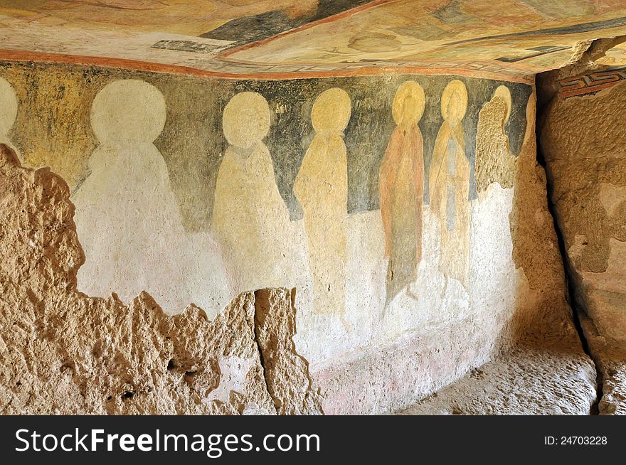 Interior cave monastery of Ivanovo near Varna in bulgaria