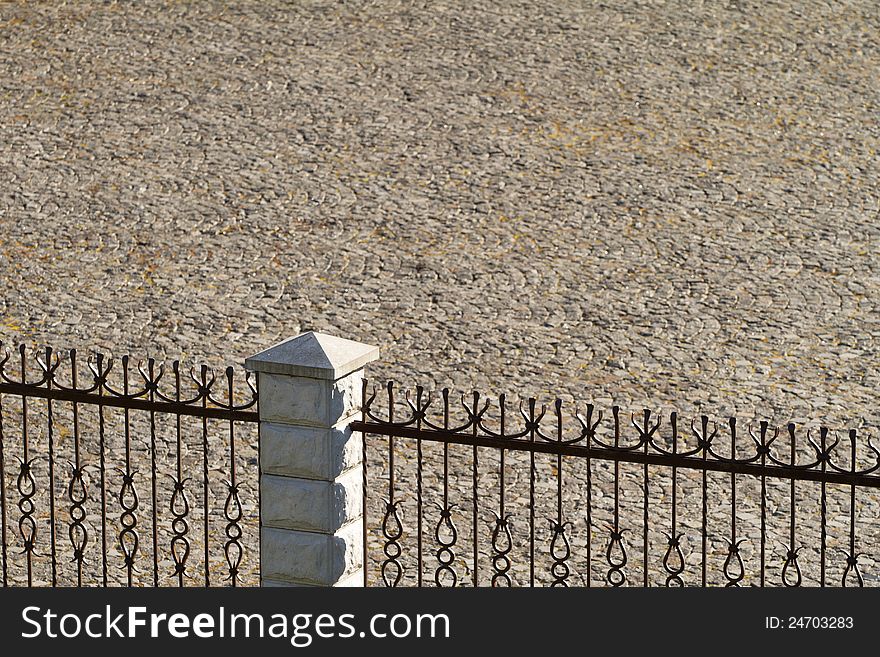 Old cobblestone paved yard