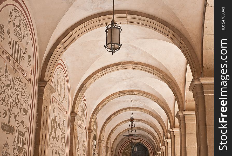 Arch in the Cloister in Montserrat. Spain