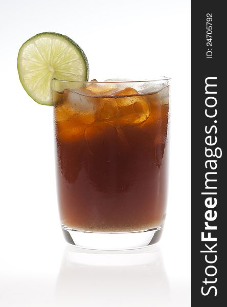 Cuba Libre Cocktail on white background