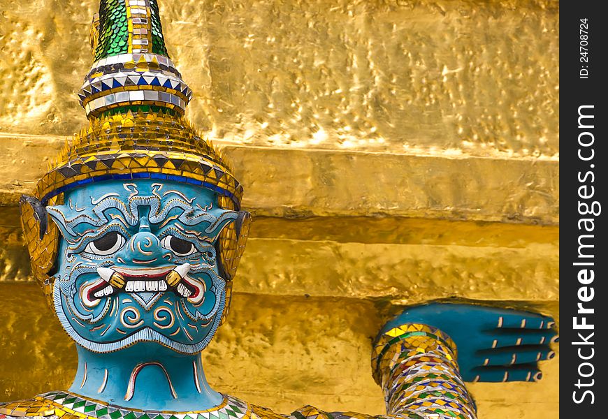 Giant guardian in Thai royal temple. Giant guardian in Thai royal temple