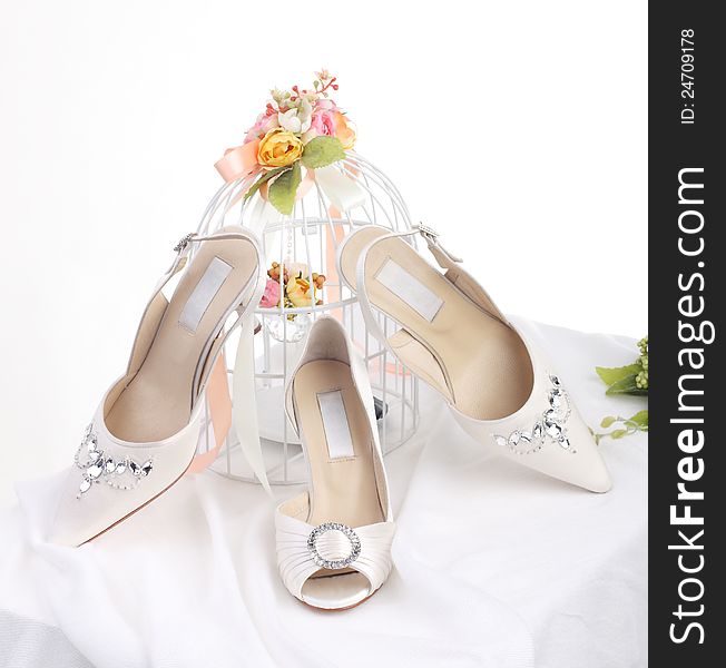 Luxury and nice shoes for the bride on wedding day. Luxury and nice shoes for the bride on wedding day