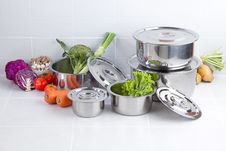 Set Of Stainless Pots Stock Photography Set Of Stainless Pots Stock Photography