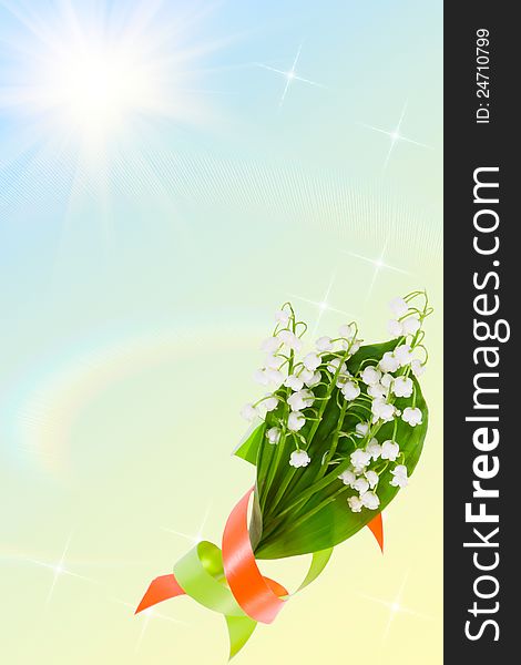 Beautiful color summer floral background with lily of the valley and place for sample text. Beautiful color summer floral background with lily of the valley and place for sample text