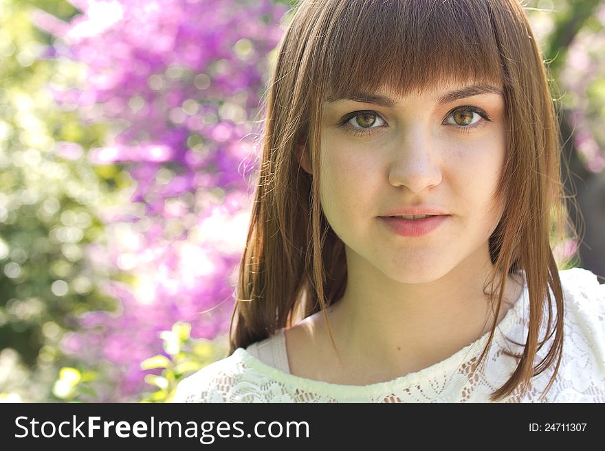 Beautiful girl in a spring garden. Beautiful girl in a spring garden