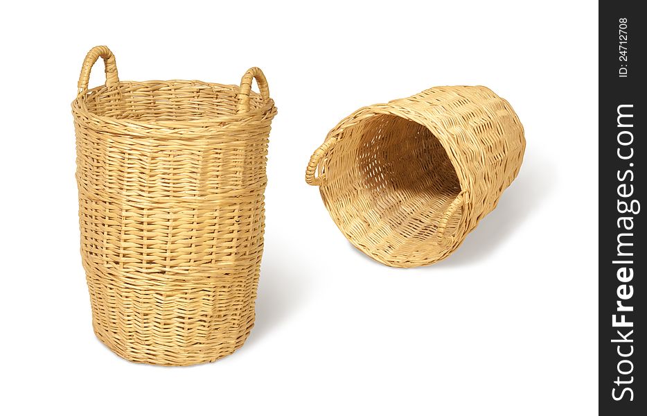 Big basket in two different positions on white background
