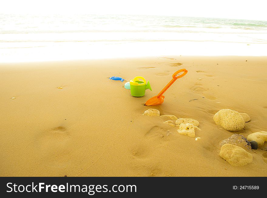 Sand toys stons and beach. Sand toys stons and beach