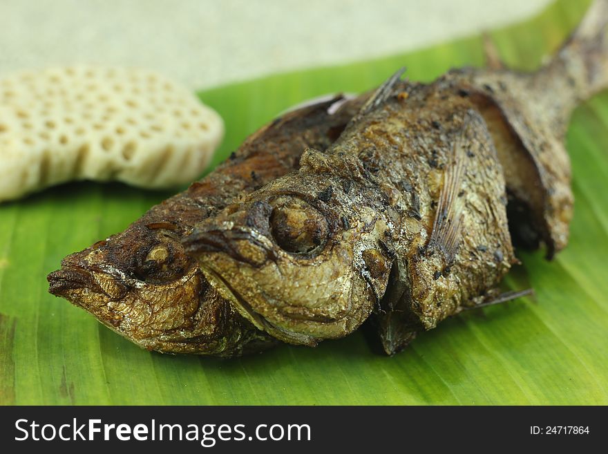 Fried fish served on the beach