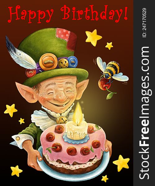 Digital greeting card with gnome