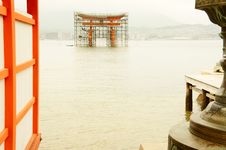 Miyajima Gate Under Construction Royalty Free Stock Image