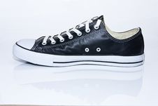 Black Leather Sneaker On White Background Royalty Free Stock Images Black Leather Sneaker On White Background Royalty Free Stock Images
