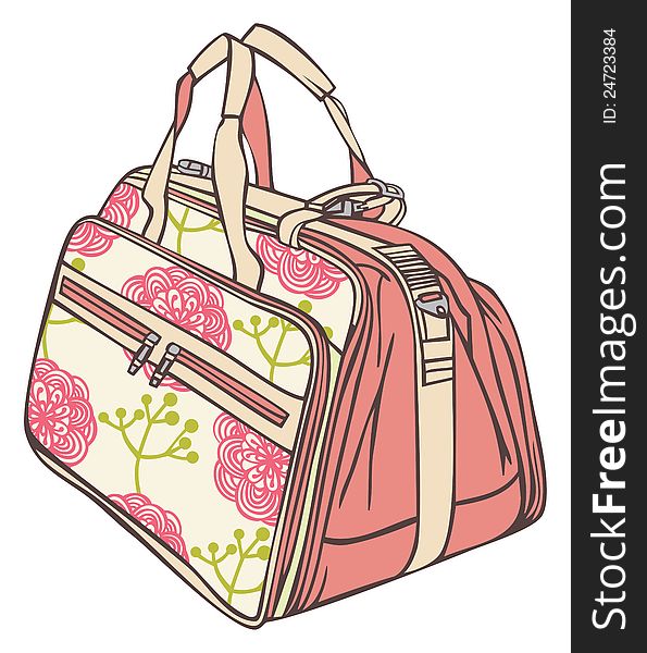 Bag for traveling with a flower pattern. Bag for traveling with a flower pattern