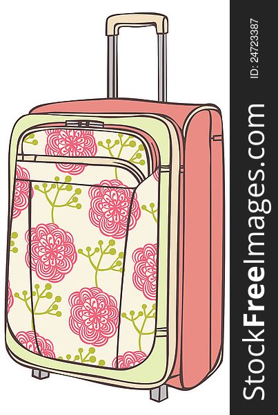 Suitcase for traveling with a flower pattern. Suitcase for traveling with a flower pattern