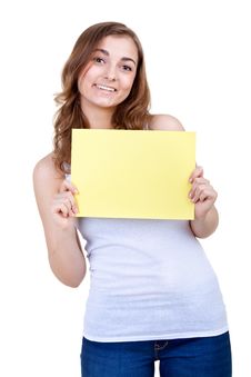 Girl Showing Your Text To Us Stock Photography Girl Showing Your Text To Us Stock Photography