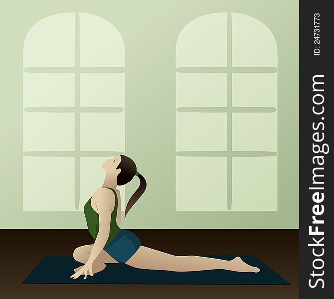 Young woman practicing yoga Supported Pigeon Pose(Salamba Kapotasana)