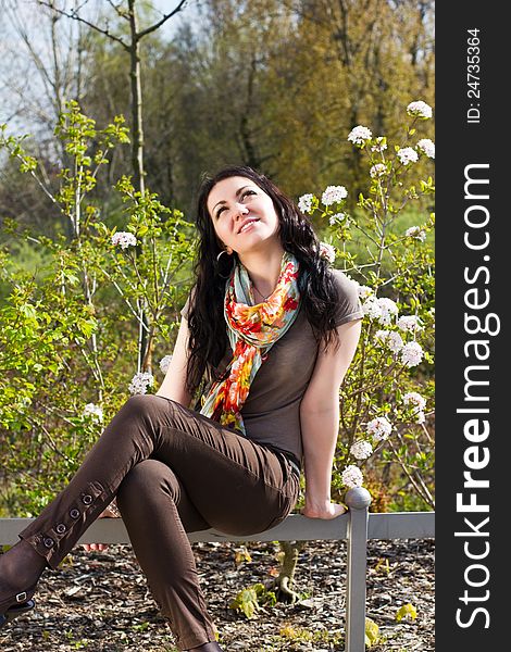 Carefree young woman in park