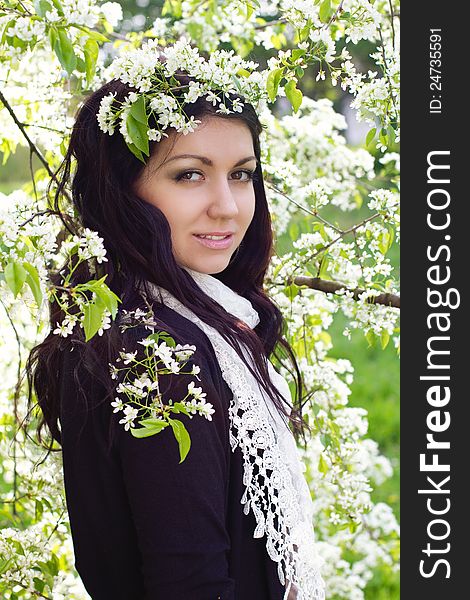 Girl with spring flowers