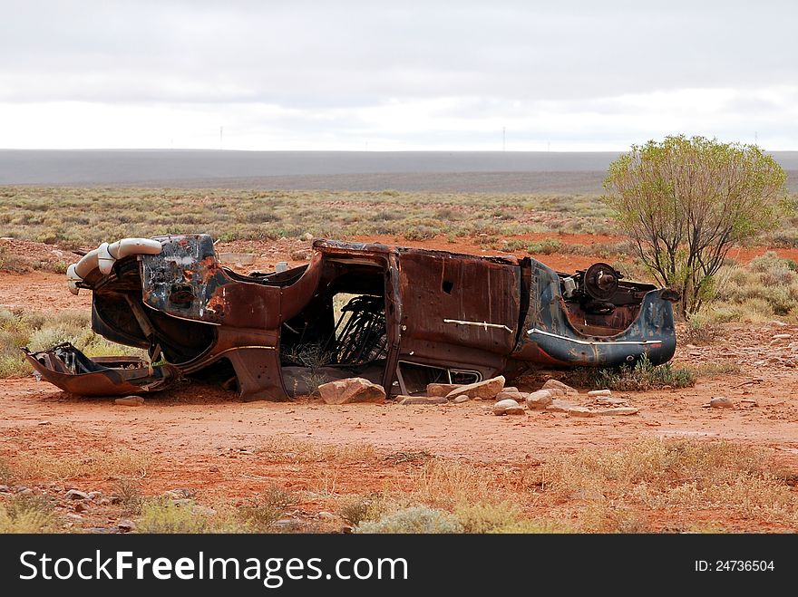 Turned Rusty Vehicle in the Outback. Turned Rusty Vehicle in the Outback