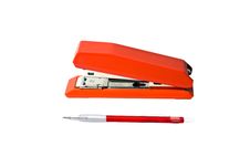 Red Stapler And Pen Stock Photos