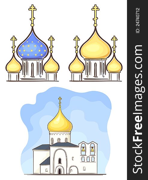 Russian church , vector without gradient