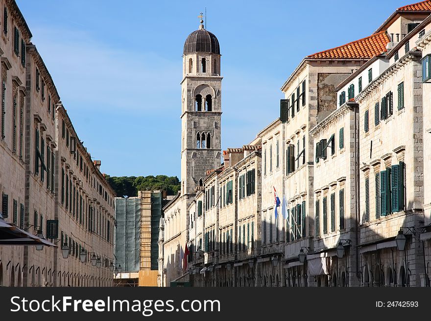 Dubrovnik old city street Plaza Stradun, Croatia. Dubrovnik old city street Plaza Stradun, Croatia