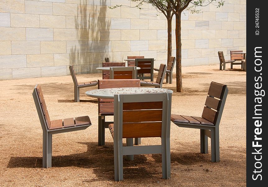 Chairs and tables on the park