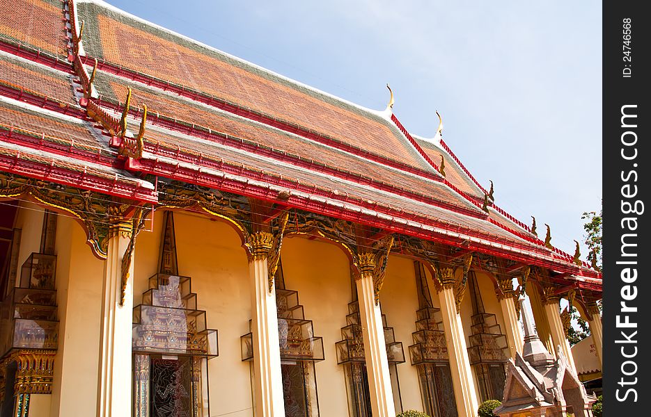 Viewed from the front of the Thai temple.