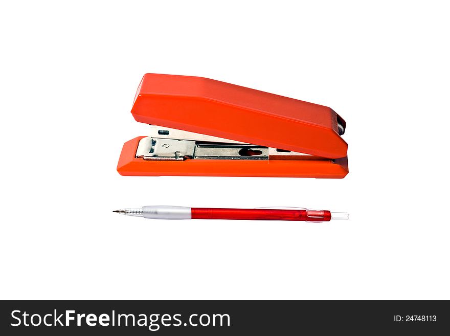 Red Stapler And Pen