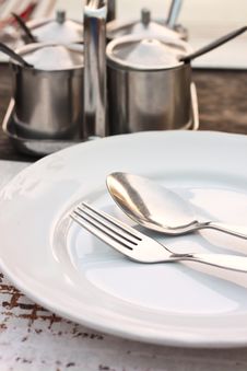 Spoons, Plates And Condiments Stock Images Spoons, Plates And Condiments Stock Images