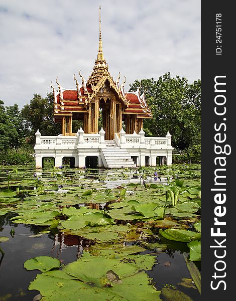 Thai building in the pond
